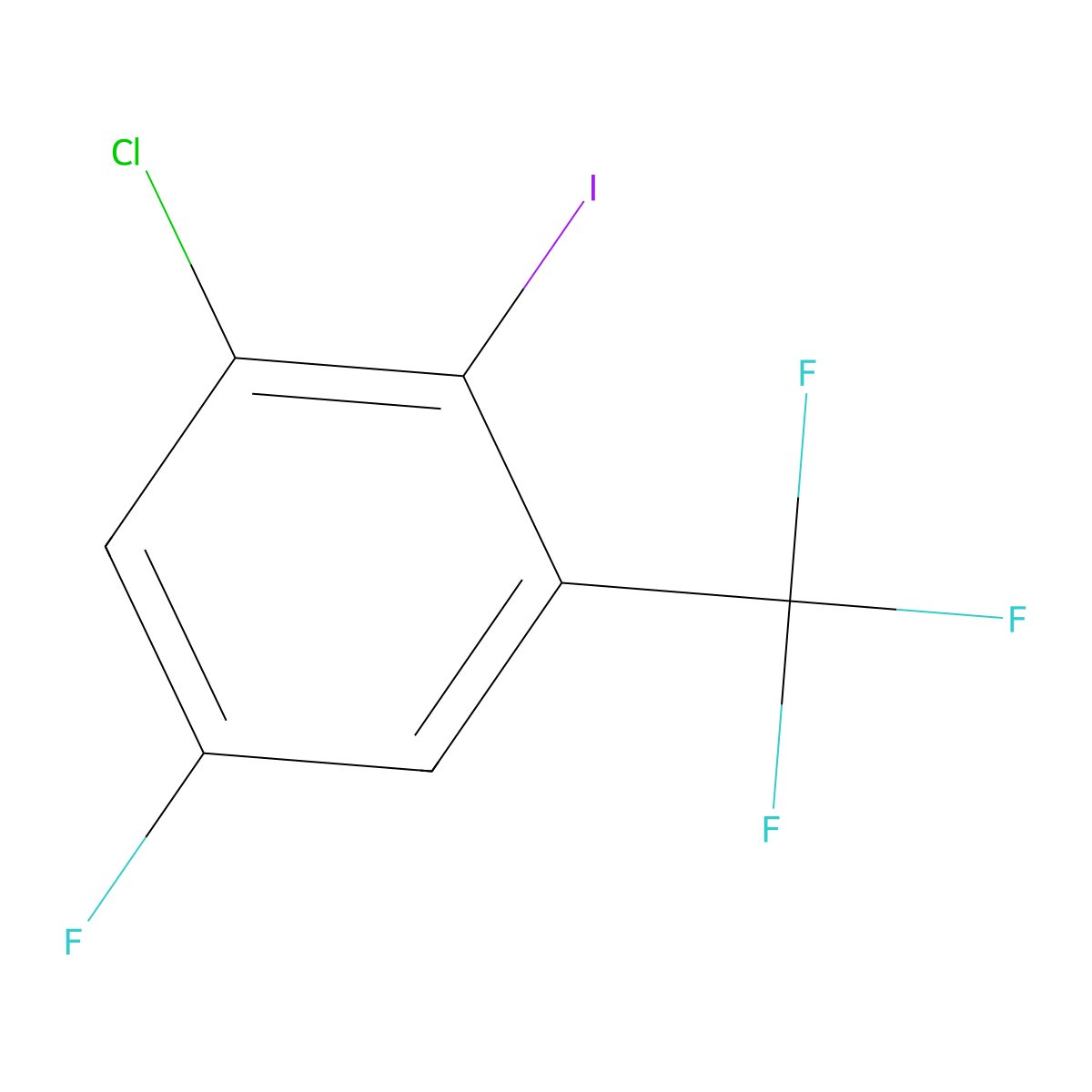 1-Chloro-5-fluoro-2-iodo-3-(trifluoromethyl)benzene molecular structure, CAS 2386335-43-7