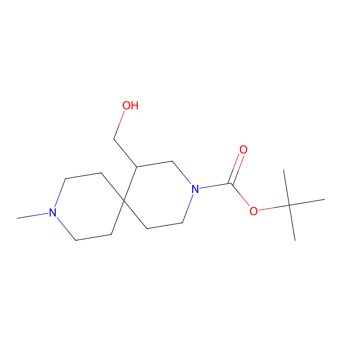 Tert-butyl 1-(hydroxymethyl)-9-methyl-3,9-diazaspiro[5.5]undecane-3-carboxylate molecular structure, CAS 2386338-66-3