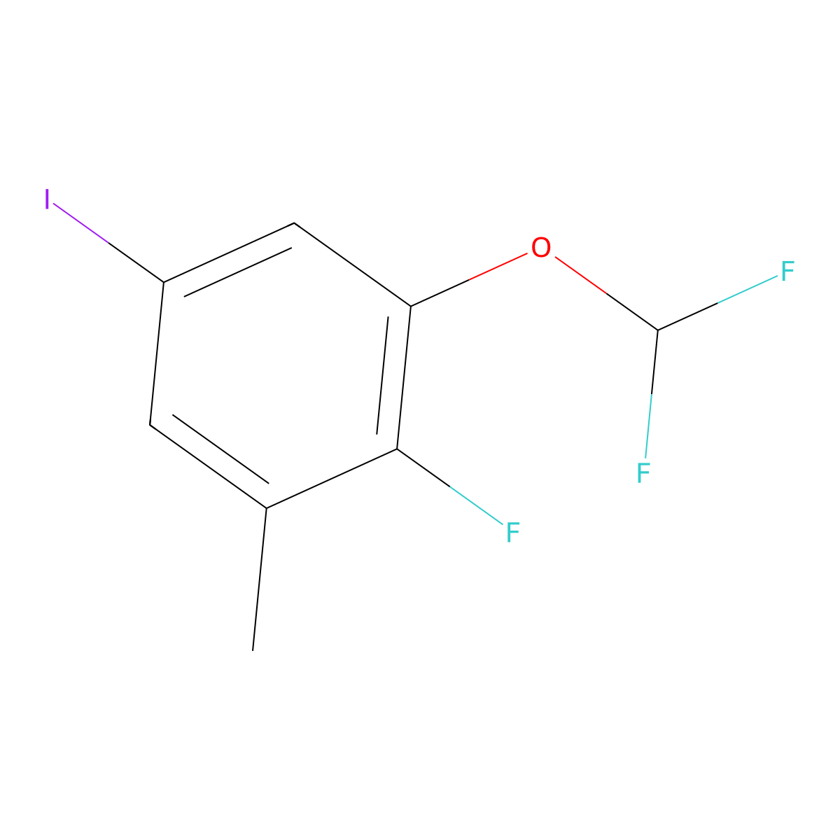 1-(Difluoromethoxy)-2-fluoro-5-iodo-3-methylbenzene molecular structure, CAS 2386338-75-4