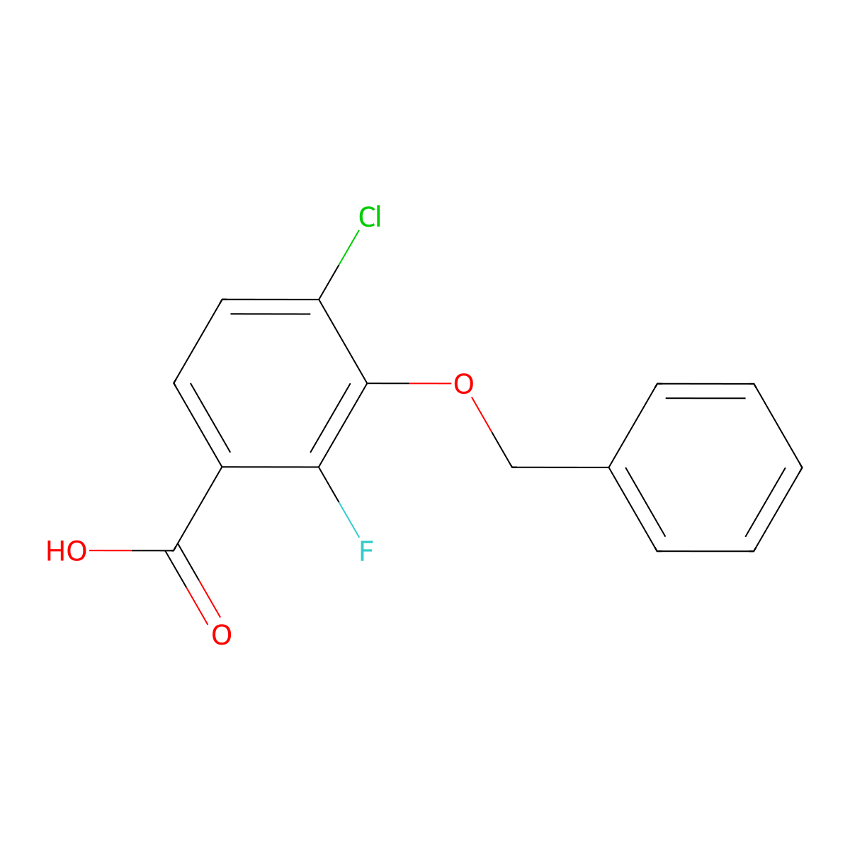 3-(Benzyloxy)-4-chloro-2-fluorobenzoic acid molecular structure, CAS 2386339-55-3