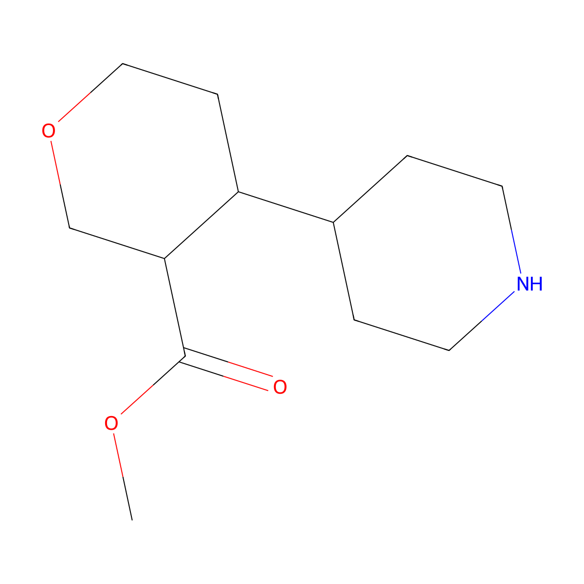 Methyl 4-(piperidin-4-yl)oxane-3-carboxylate molecular structure, CAS 2386345-30-6