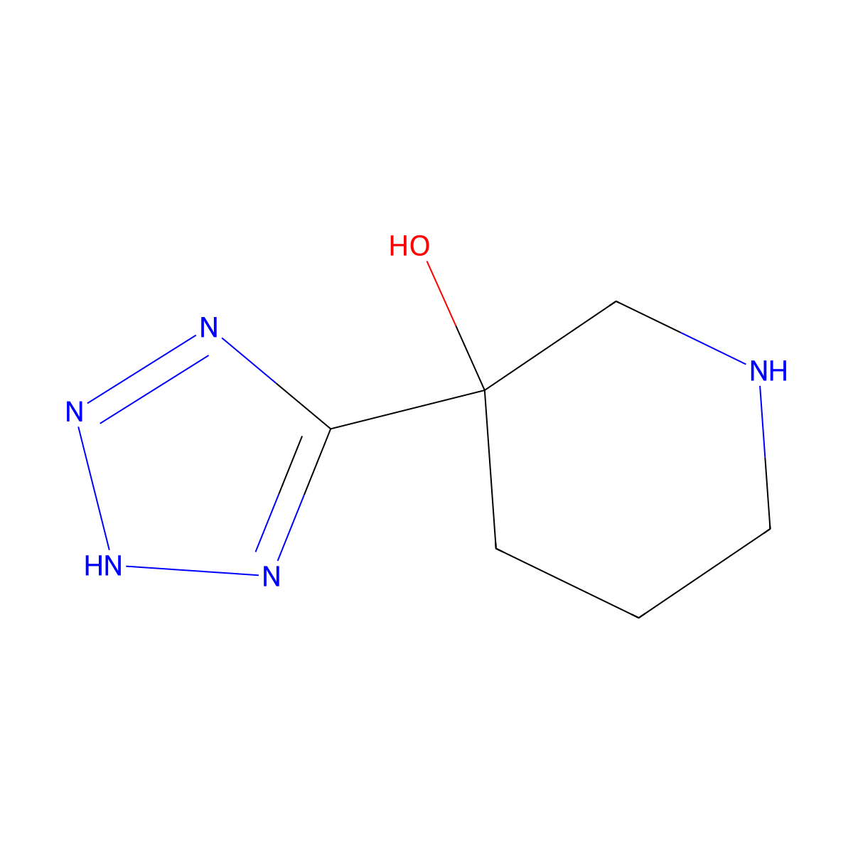 3-(1H-1,2,3,4-tetrazol-5-yl)piperidin-3-ol molecular structure, CAS 2386348-13-4