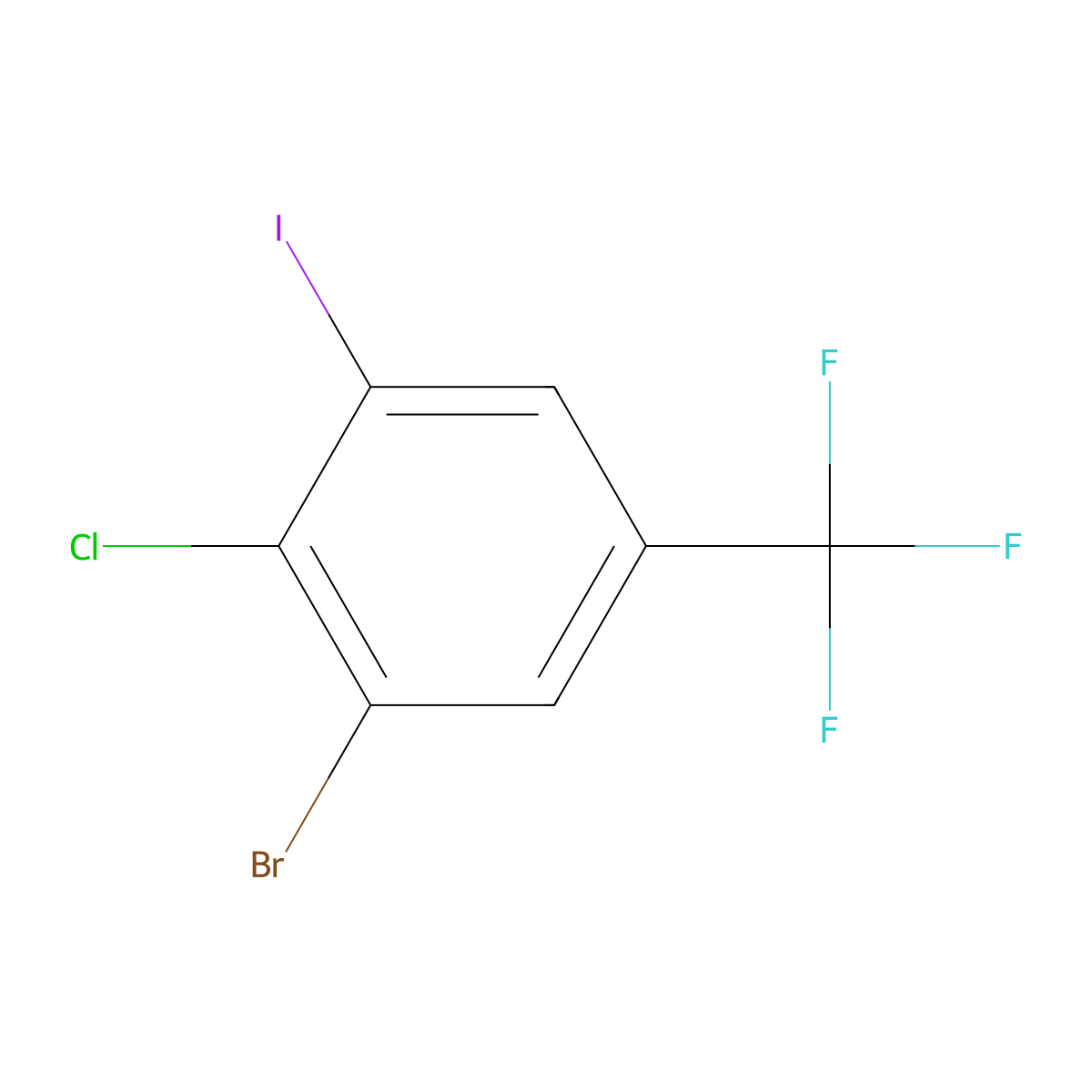 1-Bromo-2-chloro-3-iodo-5-(trifluoromethyl)benZene molecular structure, CAS 2386350-63-4