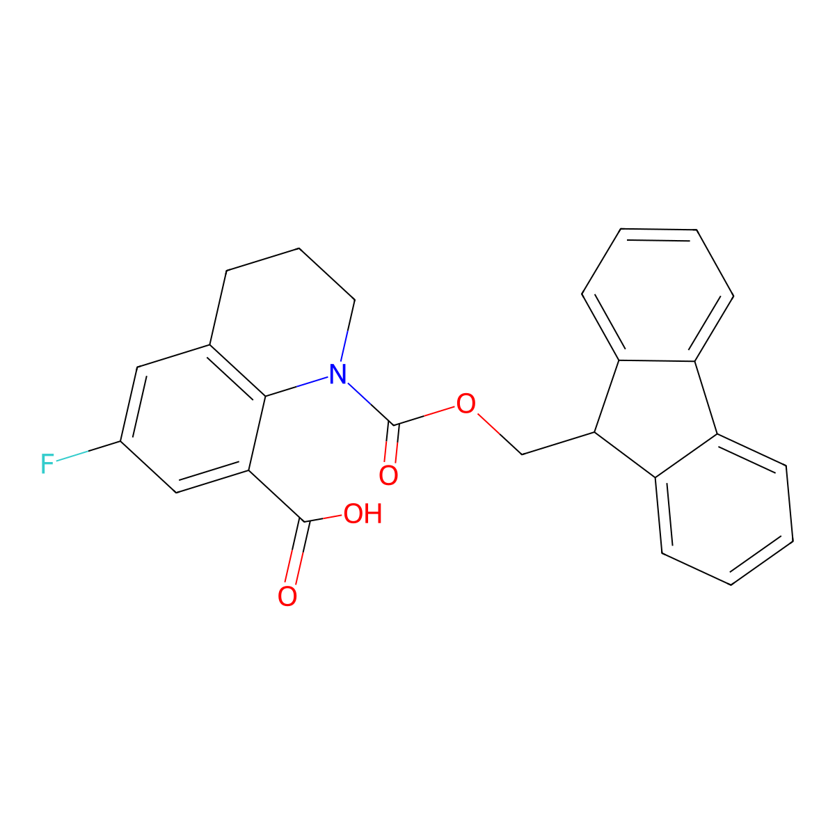 1-{[(9H-fluoren-9-yl)methoxy]carbonyl}-6-fluoro-1,2,3,4-tetrahydroquinoline-8-carboxylic acid molecular structure, CAS 2386355-70-8