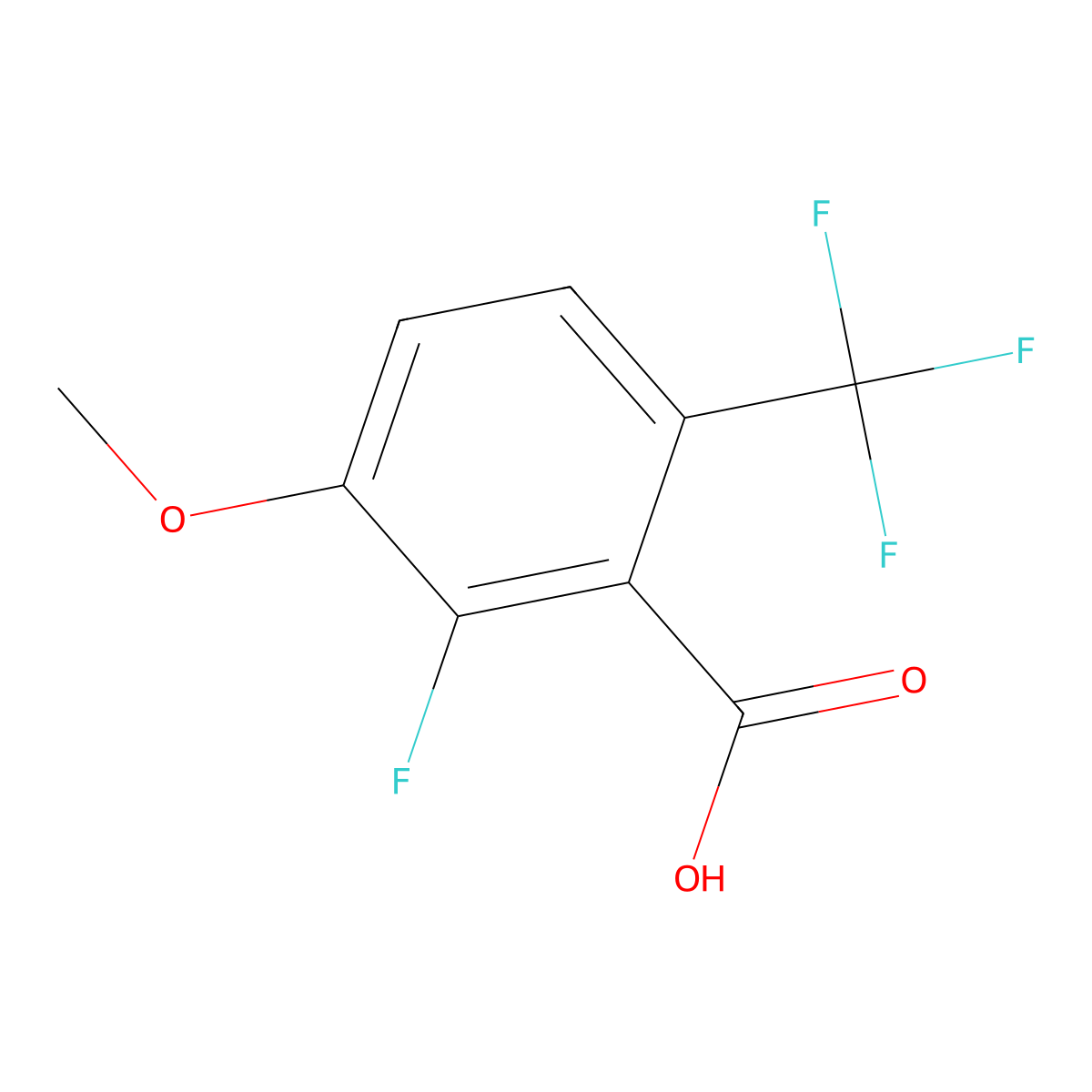 2-Fluoro-3-methoxy-6-(trifluoromethyl)benzoic acid molecular structure, CAS 2386363-88-6