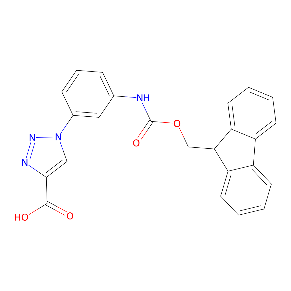 1-[3-({[(9H-fluoren-9-yl)methoxy]carbonyl}amino)phenyl]-1H-1,2,3-triazole-4-carboxylic acid molecular structure, CAS 2386364-05-0