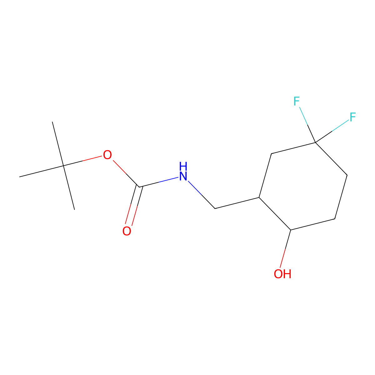 Tert-butyl N-[(5,5-difluoro-2-hydroxycyclohexyl)methyl]carbamate molecular structure, CAS 2386371-07-7