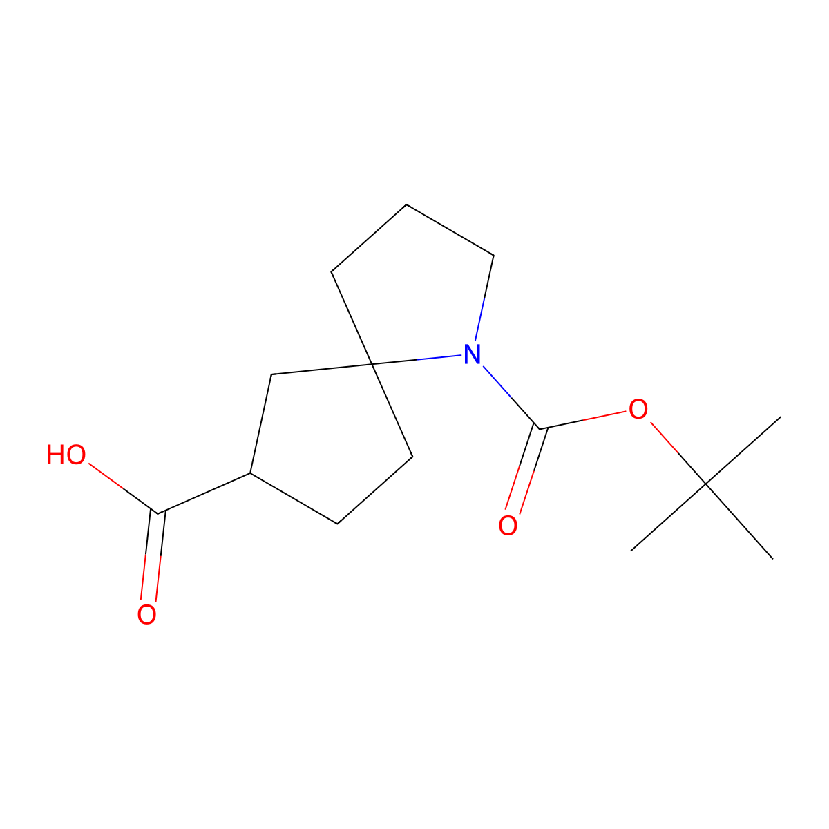 1-((Tert-butoxy)carbonyl)-1-azaspiro(4.4)nonane-7-carboxylic acid molecular structure, CAS 2386372-87-6