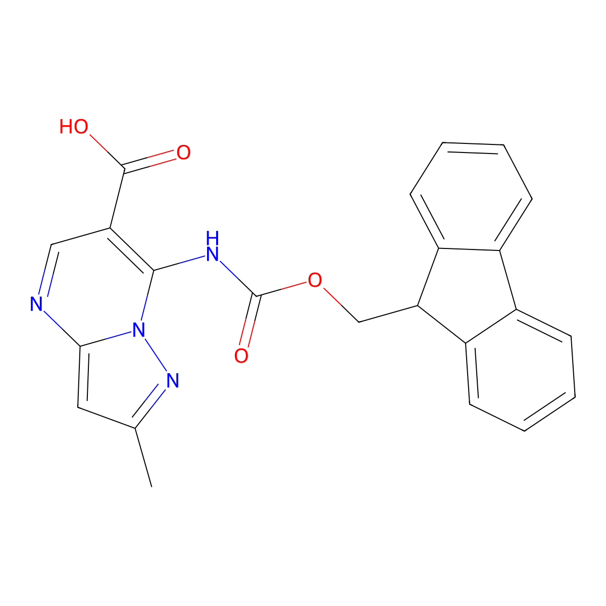 7-({[(9H-fluoren-9-yl)methoxy]carbonyl}amino)-2-methylpyrazolo[1,5-a]pyrimidine-6-carboxylic acid molecular structure, CAS 2386382-92-7