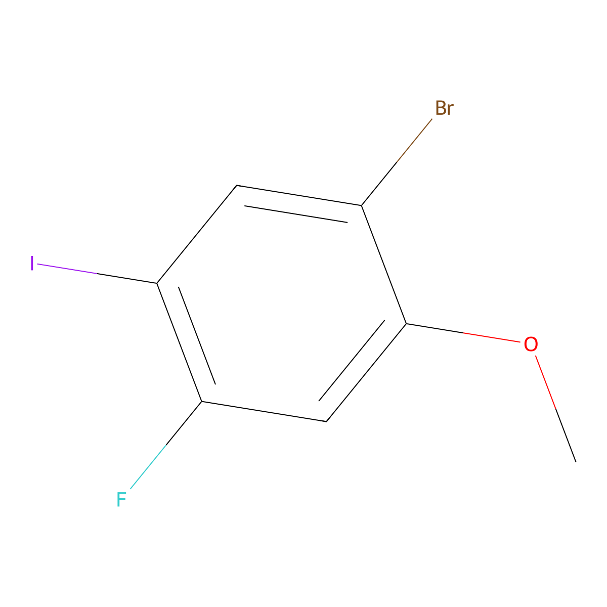 1-Bromo-4-fluoro-5-iodo-2-methoxybenzene molecular structure, CAS 2386385-61-9