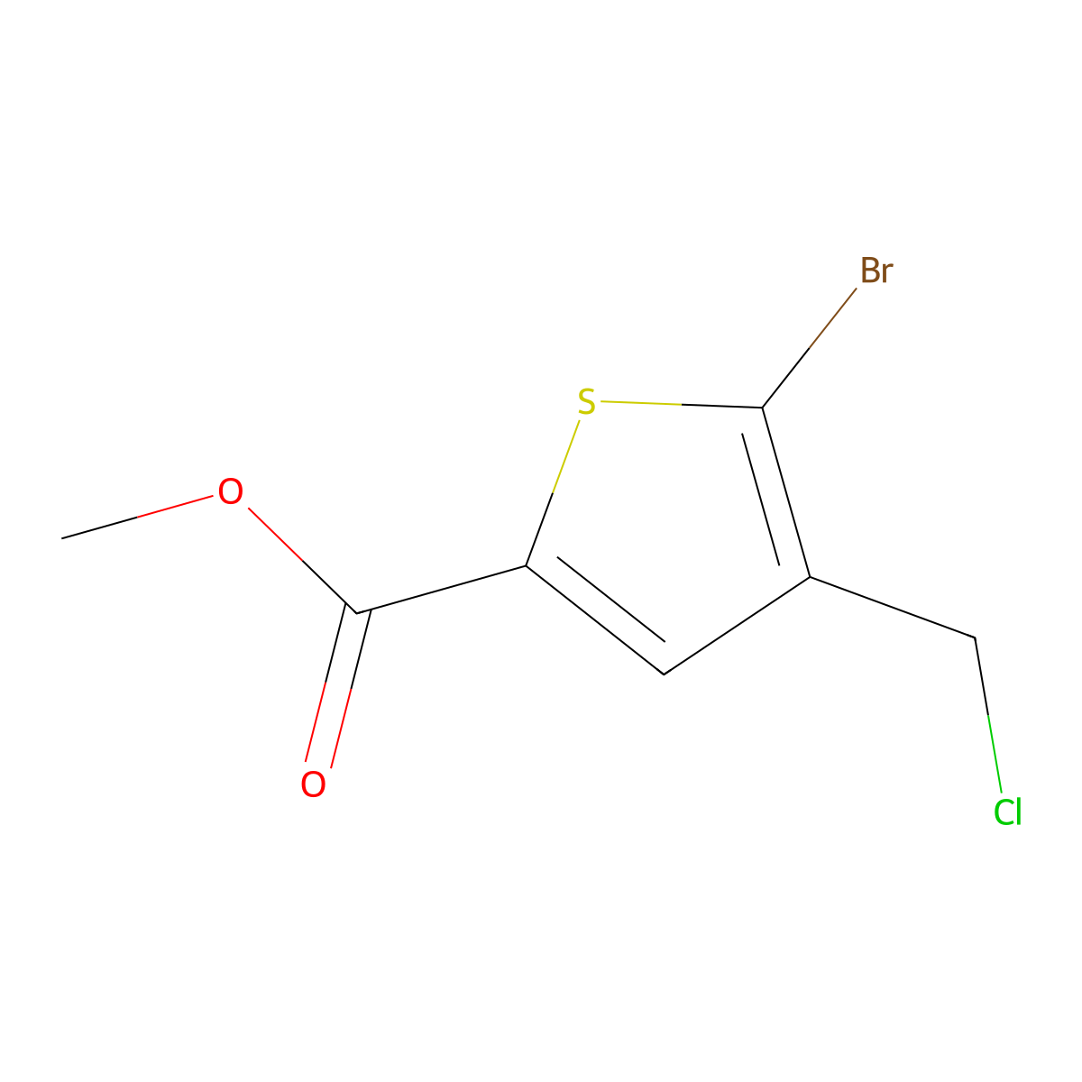 Methyl 5-bromo-4-(chloromethyl)thiophene-2-carboxylate molecular structure, CAS 2386385-69-7