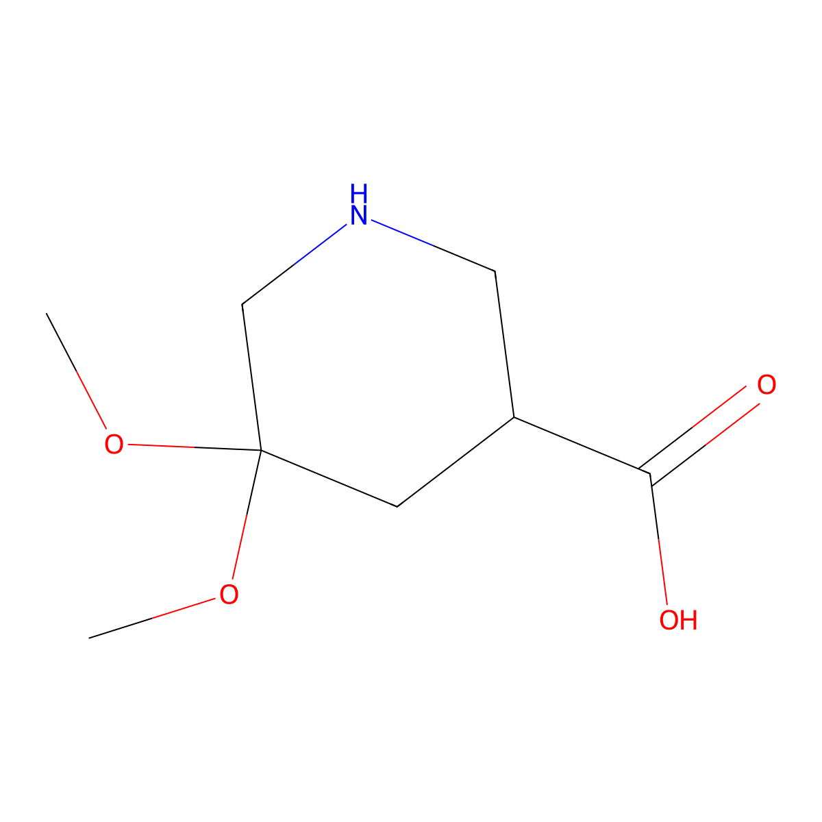 5,5-Dimethoxypiperidine-3-carboxylic acid molecular structure, CAS 2386386-06-5