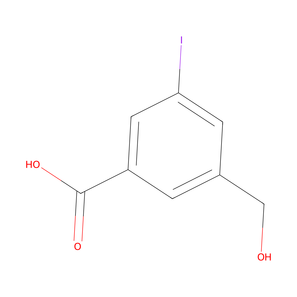 3-(Hydroxymethyl)-5-iodobenzoic acid molecular structure, CAS 2386393-03-7