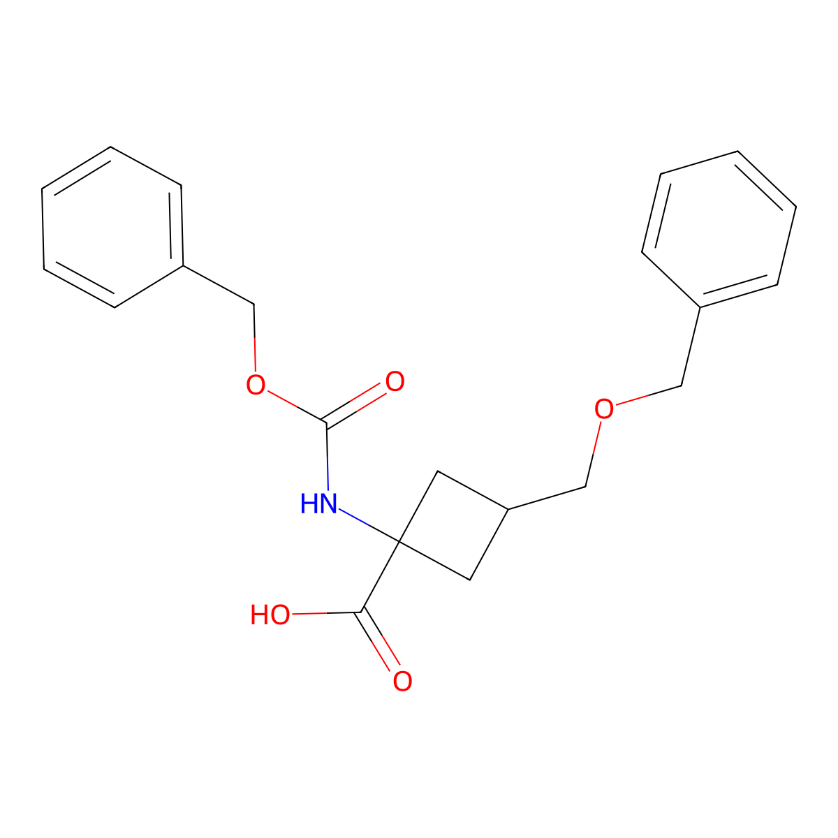 1-{[(Benzyloxy)carbonyl]amino}-3-[(benzyloxy)methyl]cyclobutane-1-carboxylic acid molecular structure, CAS 2386398-65-6