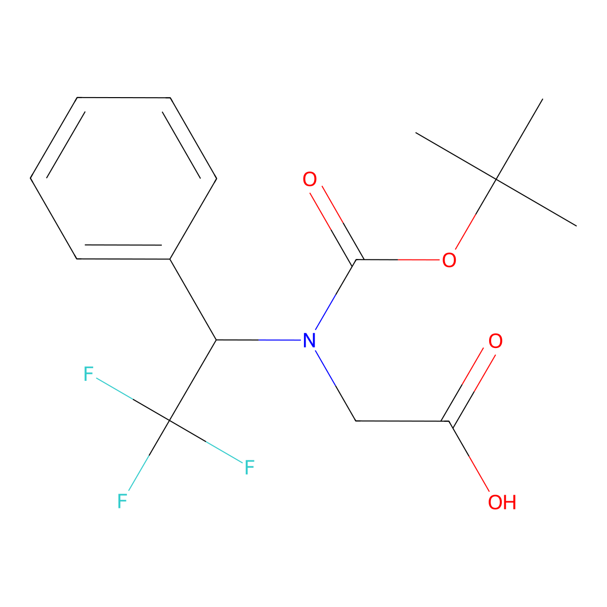 2-{[(Tert-butoxy)carbonyl](2,2,2-trifluoro-1-phenylethyl)amino}acetic acid molecular structure, CAS 2386398-82-7