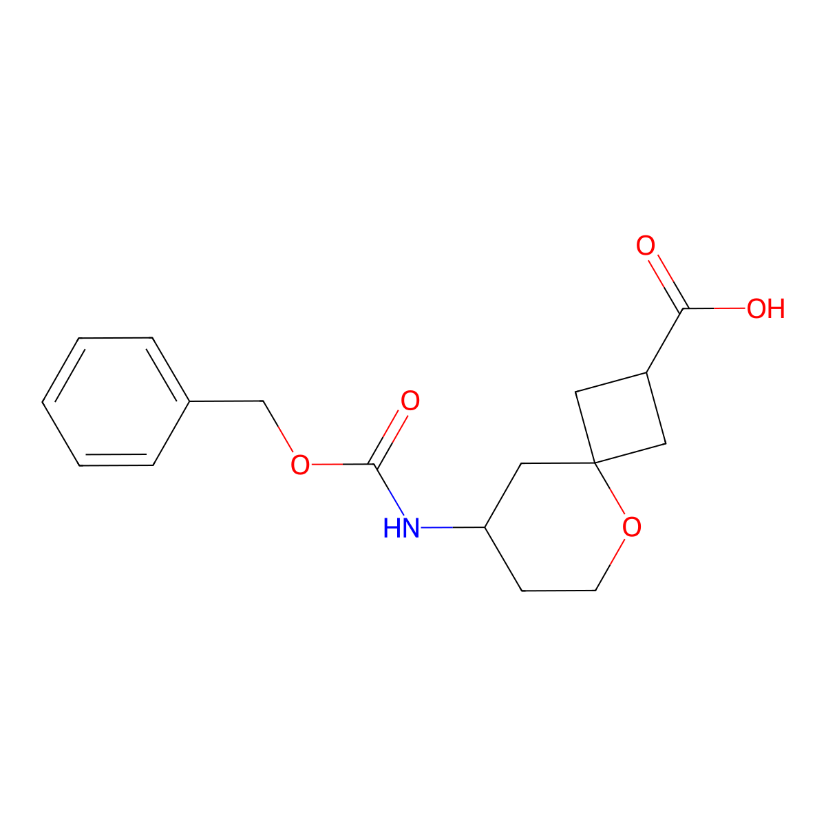 8-{[(Benzyloxy)carbonyl]amino}-5-oxaspiro[3.5]nonane-2-carboxylic acid molecular structure, CAS 2386401-65-4