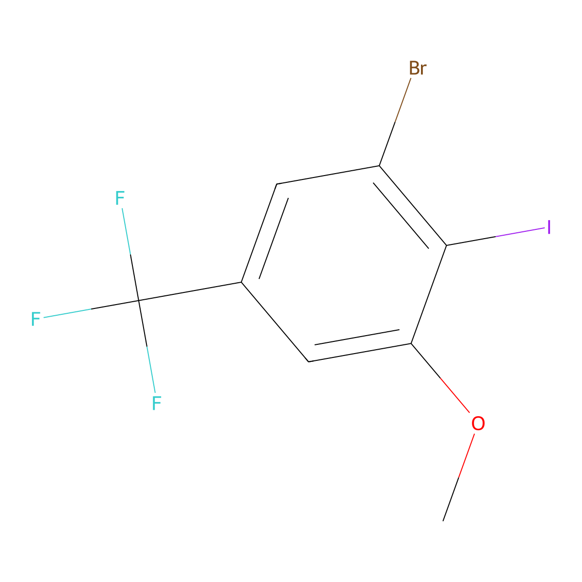 1-Bromo-2-iodo-3-methoxy-5-(trifluoromethyl)benZene molecular structure, CAS 2386404-01-7
