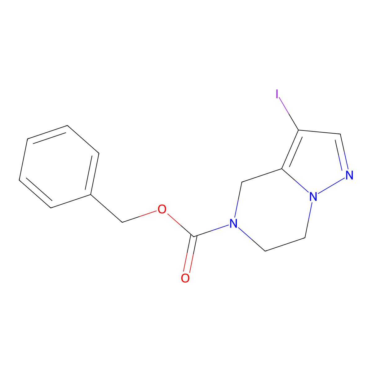benzyl 3-iodo-4H,5H,6H,7H-pyrazolo[1,5-a]pyrazine-5-carboxylate molecular structure, CAS 2386410-20-2
