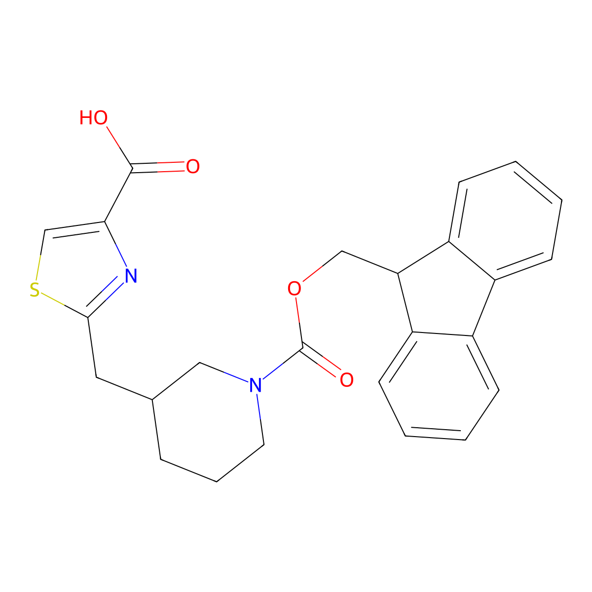 2-[(1-{[(9H-fluoren-9-yl)methoxy]carbonyl}piperidin-3-yl)methyl]-1,3-thiazole-4-carboxylic acid molecular structure, CAS 2386410-68-8