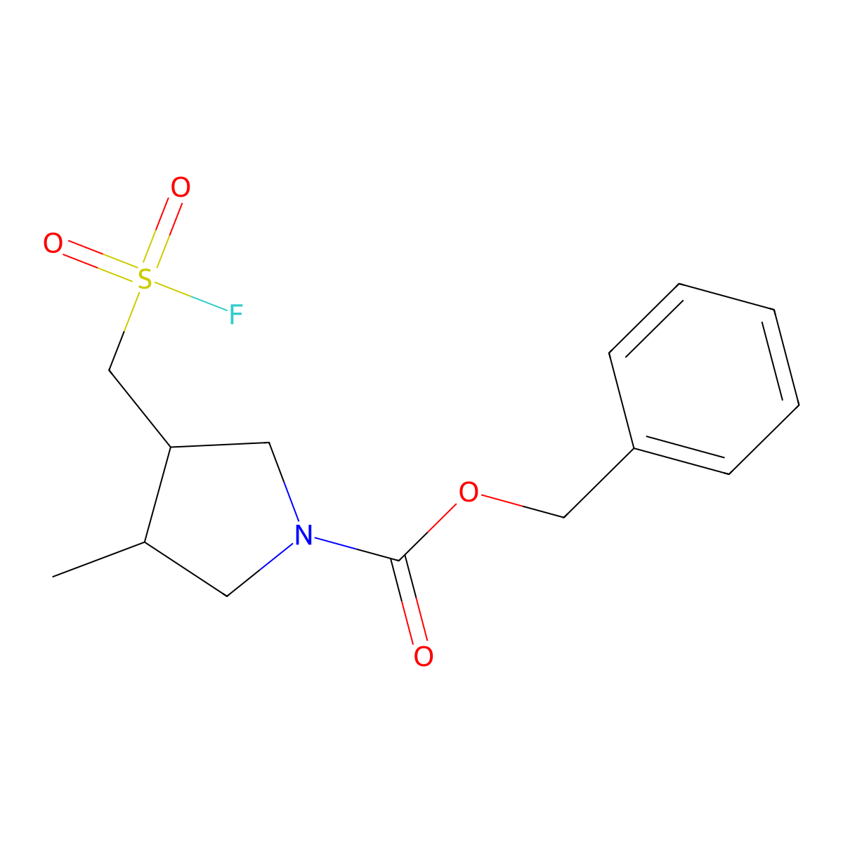 Benzyl 3-[(fluorosulfonyl)methyl]-4-methylpyrrolidine-1-carboxylate molecular structure, CAS 2386425-11-0