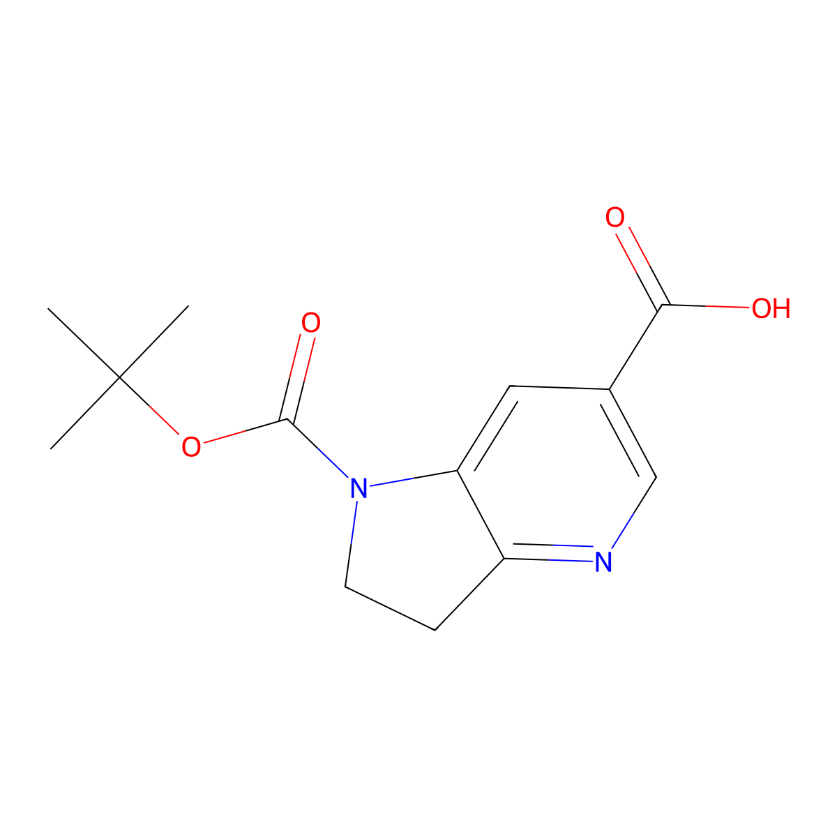 1-[(tert-butoxy)carbonyl]-1H,2H,3H-pyrrolo[3,2-b]pyridine-6-carboxylicacid molecular structure, CAS 2386428-73-3