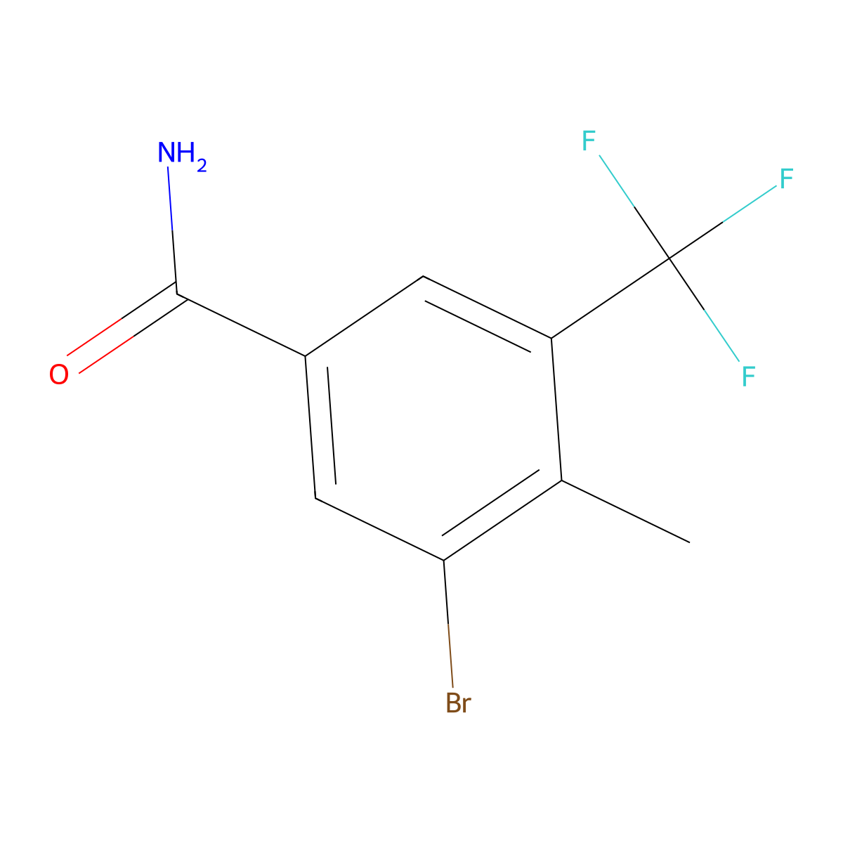 3-Bromo-4-methyl-5-(trifluoromethyl)benzamide molecular structure, CAS 2386432-21-7