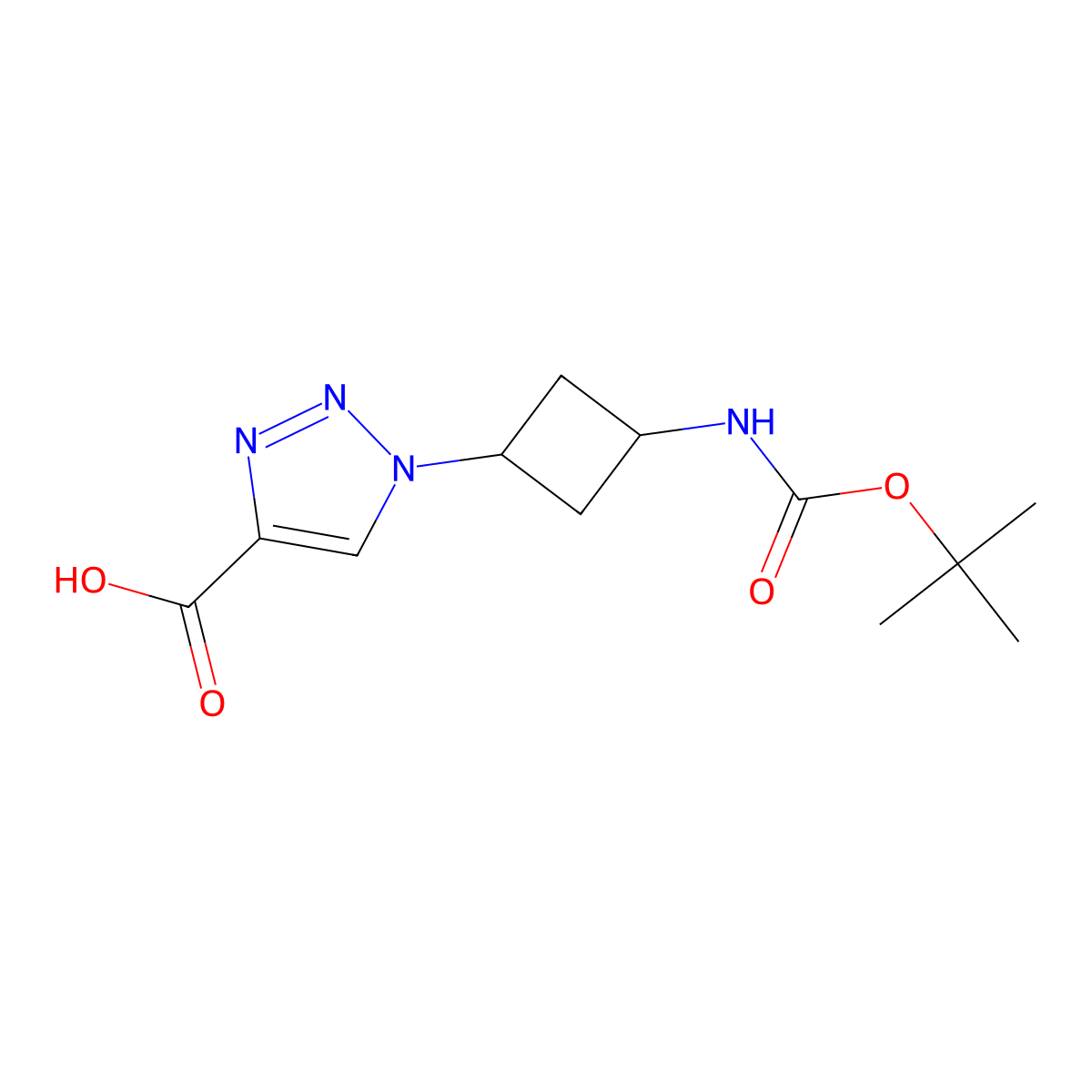 1-(3-{[(tert-butoxy)carbonyl]amino}cyclobutyl)-1H-1,2,3-triazole-4-carboxylic acid molecular structure, CAS 2386435-06-7