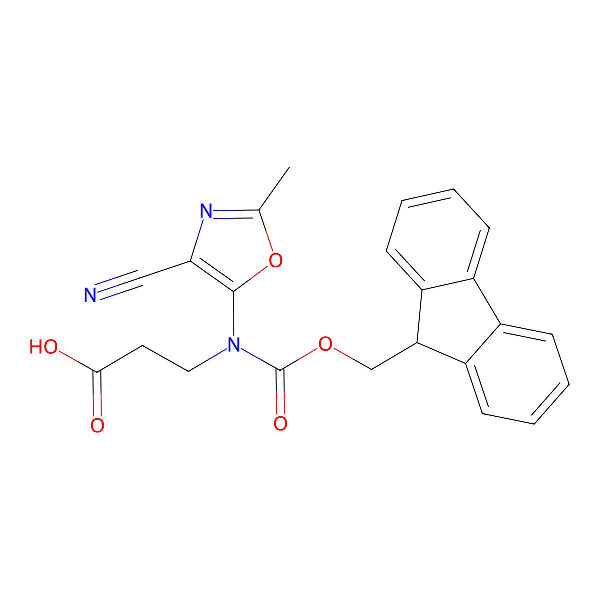 3-[(4-cyano-2-methyl-1,3-oxazol-5-yl)({[(9H-fluoren-9-yl)methoxy]carbonyl})amino]propanoic acid molecular structure, CAS 2386439-98-9