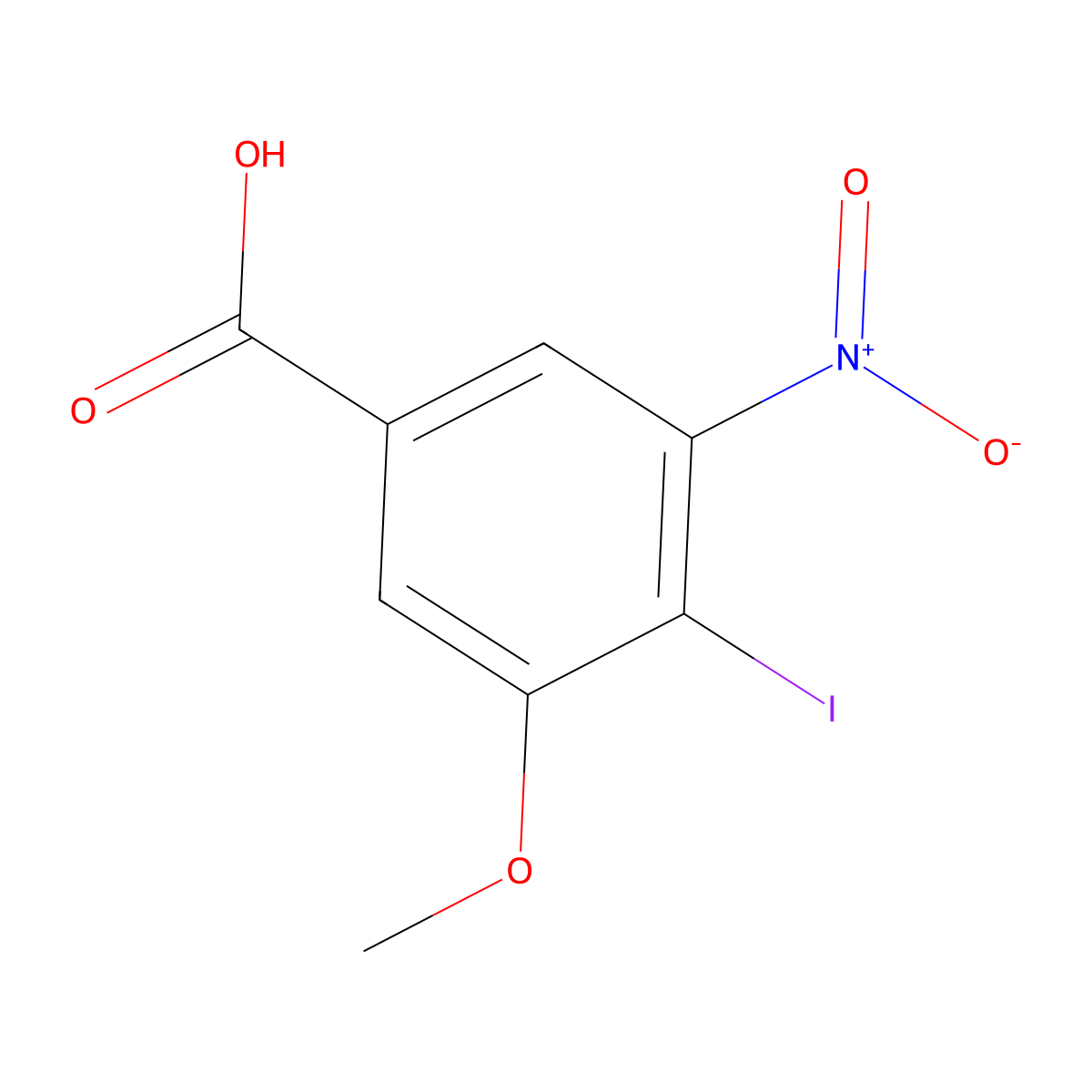 4-Iodo-3-methoxy-5-nitrobenzoicacid molecular structure, CAS 2386444-44-4