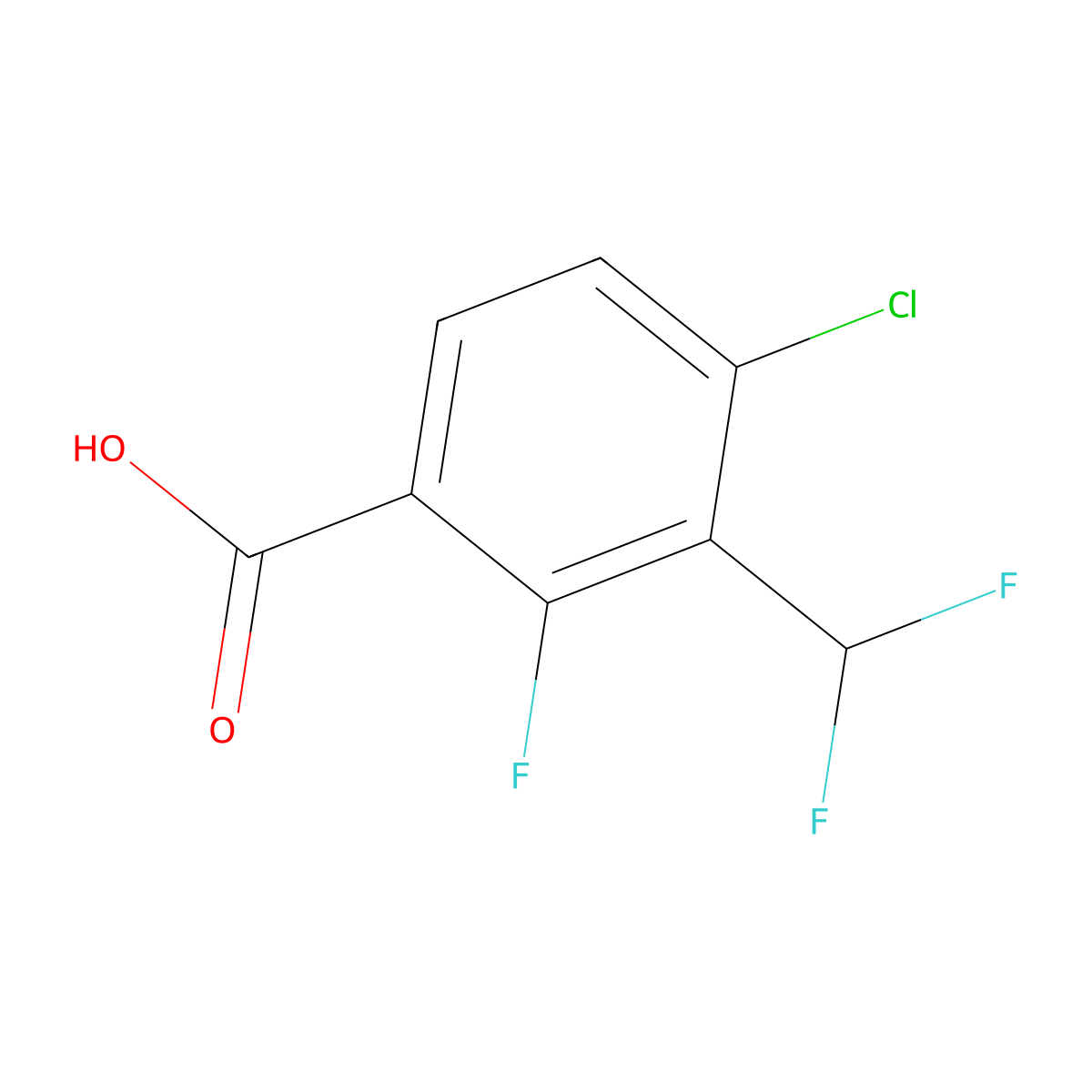 4-Chloro-3-(difluoromethyl)-2-fluorobenzoic acid molecular structure, CAS 2386446-01-9