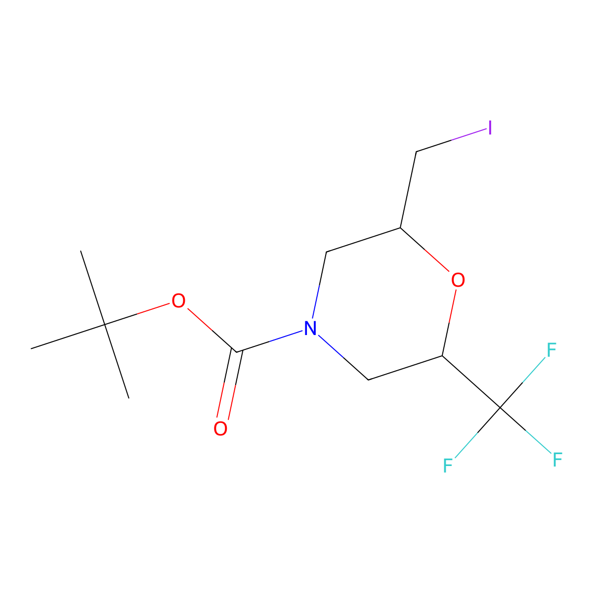 Tert-butyl2-(iodomethyl)-6-(trifluoromethyl)morpholine-4-carboxylate molecular structure, CAS 2386450-14-0