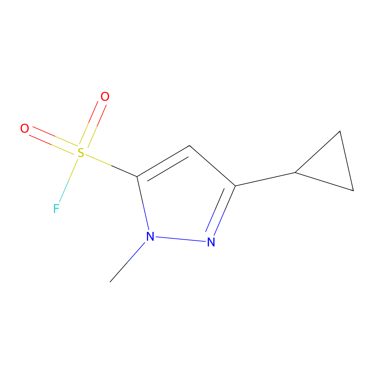 3-cyclopropyl-1-methyl-1H-pyrazole-5-sulfonyl fluoride molecular structure, CAS 2386451-98-3
