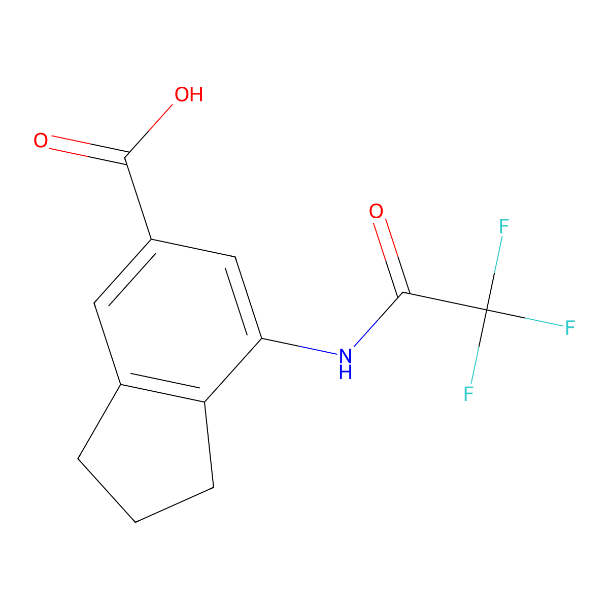 7-(trifluoroacetamido)-2,3-dihydro-1H-indene-5-carboxylic acid molecular structure, CAS 2386454-05-1