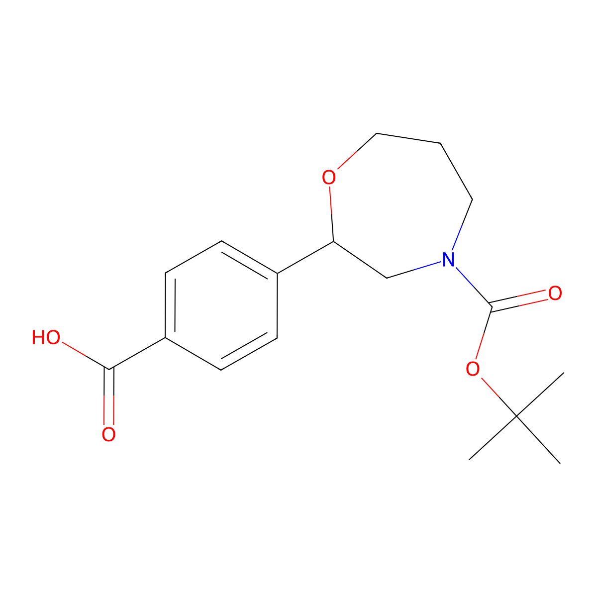 4-{4-[(Tert-butoxy)carbonyl]-1,4-oxazepan-2-yl}benzoic acid molecular structure, CAS 2386455-97-4