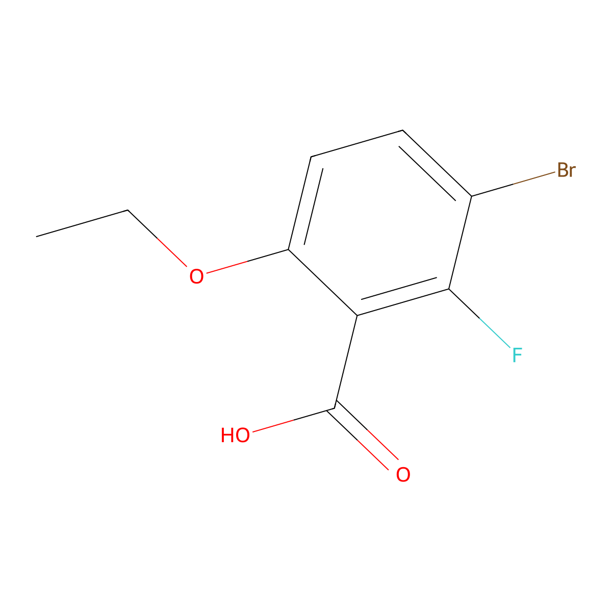 3-Bromo-6-ethoxy-2-fluorobenzoic acid molecular structure, CAS 2386461-56-7
