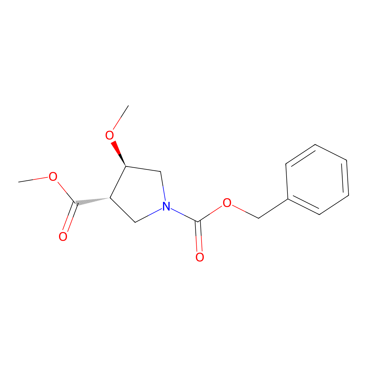 rel-(3S,4R)-1-Benzyl 3-methyl 4-methoxypyrrolidine-1,3-dicarboxylate molecular structure, CAS 2386461-85-2