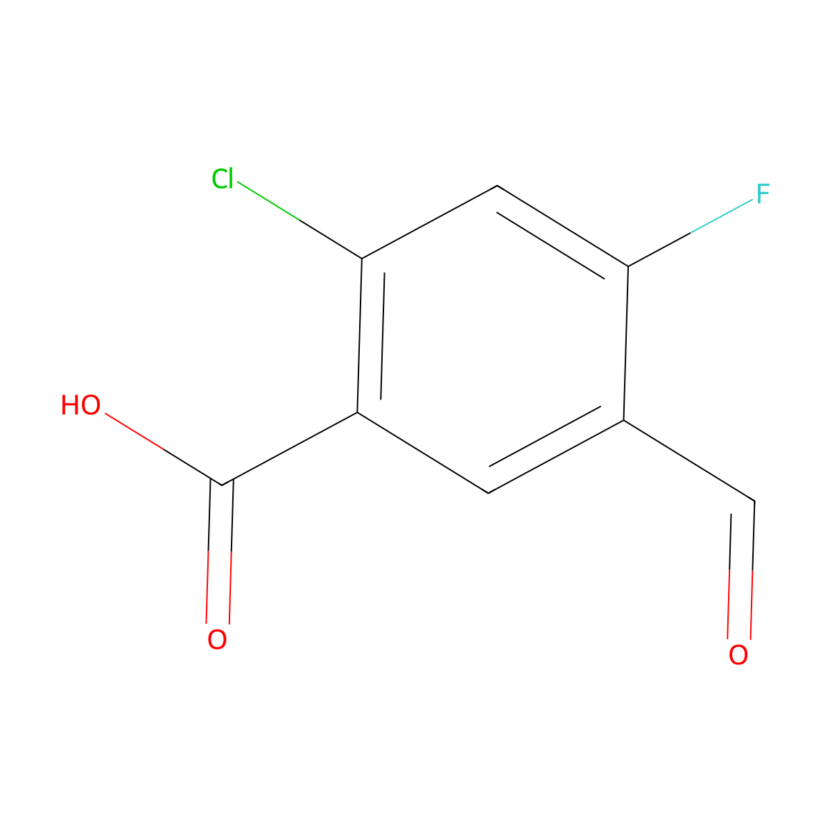 2-Chloro-4-fluoro-5-formylbenZoic acid molecular structure, CAS 2386463-09-6