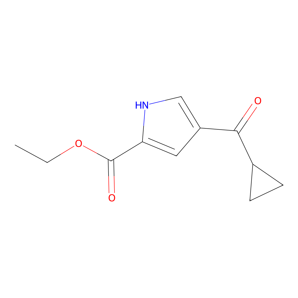 Ethyl 4-(cyclopropanecarbonyl)-1H-pyrrole-2-carboxylate molecular structure, CAS 2386468-69-3