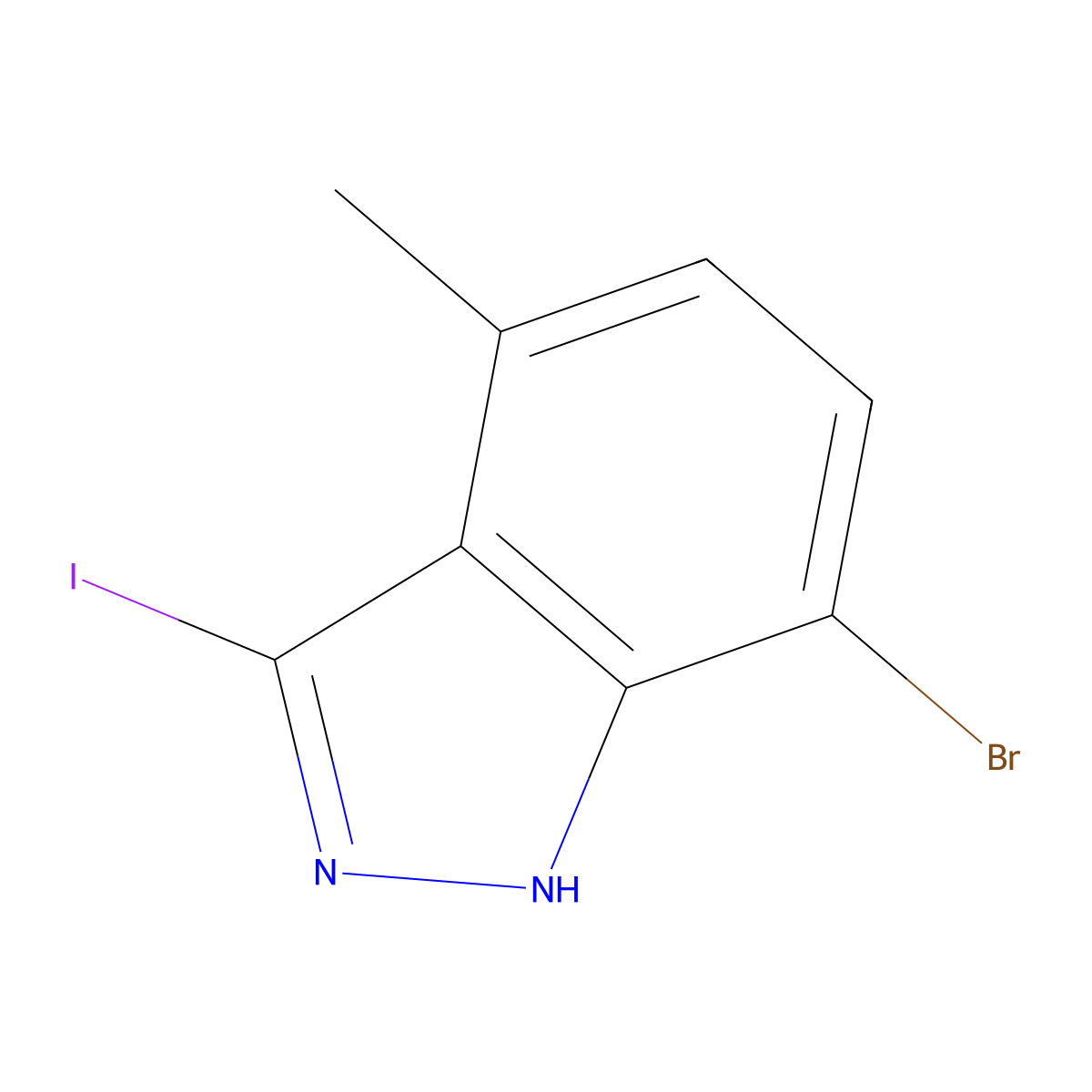 7-bromo-3-iodo-4-methyl-1H-indazole molecular structure, CAS 2386475-02-9