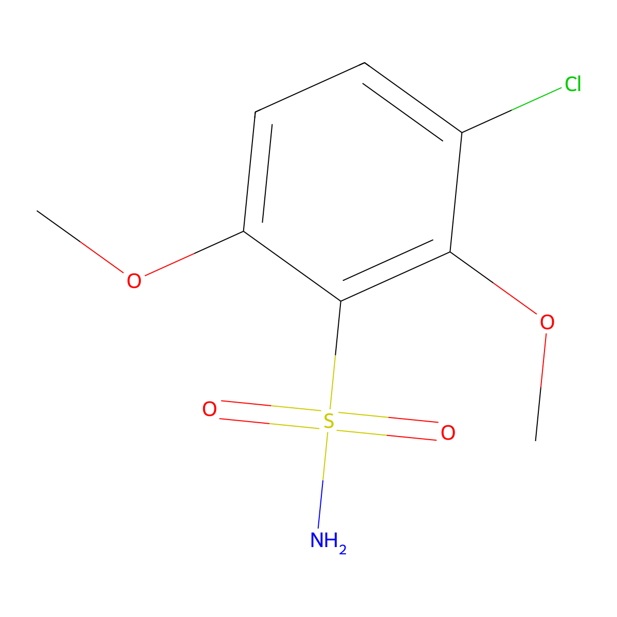 3-Chloro-2,6-dimethoxybenzene-1-sulfonamide molecular structure, CAS 2386479-19-0