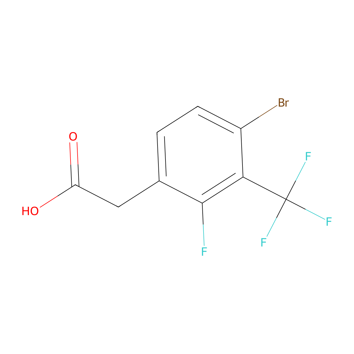 2-(4-Bromo-2-fluoro-3-(trifluoromethyl)phenyl)acetic acid molecular structure, CAS 2386484-34-8