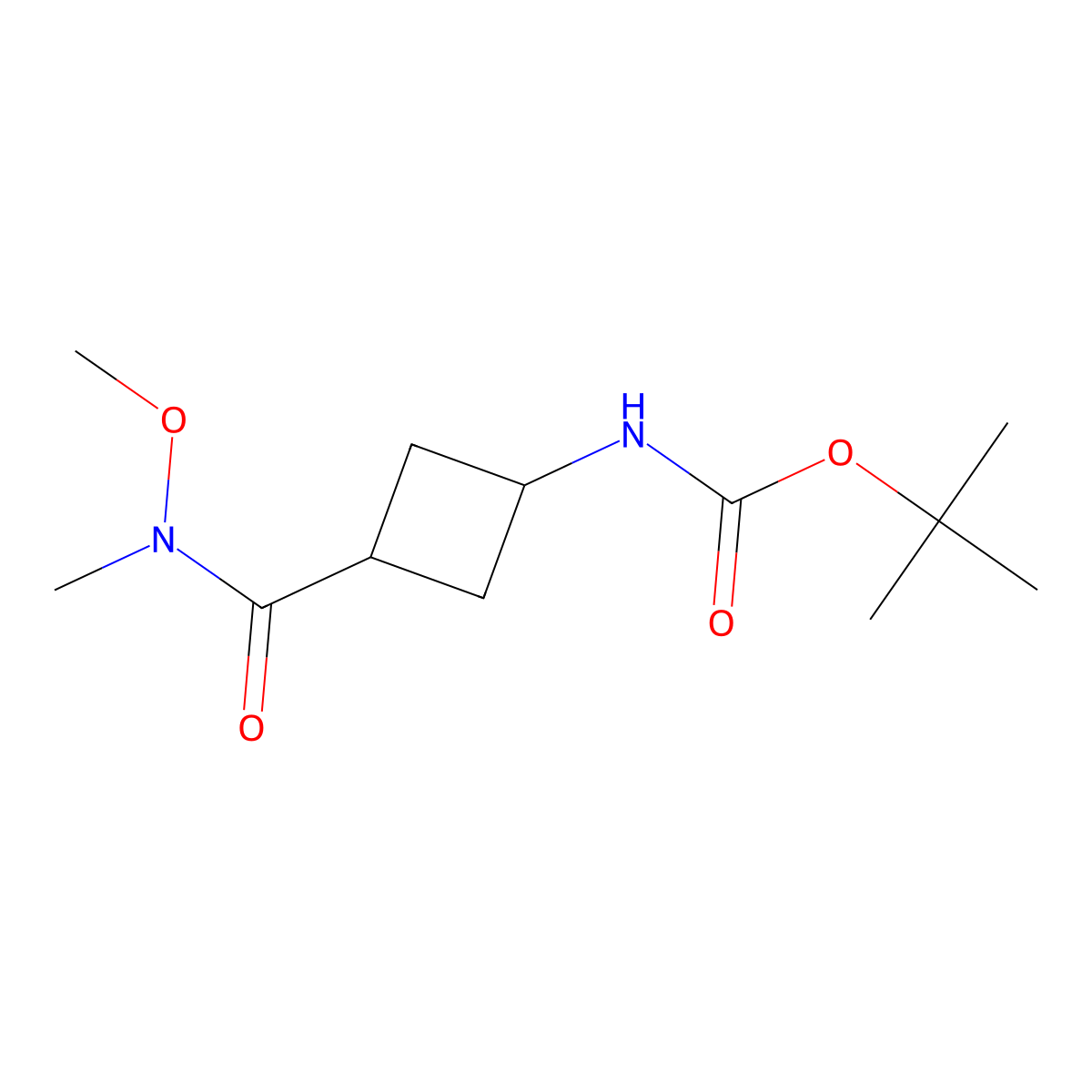 tert-butyl N-(3-(methoxy(methyl)carbamoyl)cyclobutyl)carbamate molecular structure, CAS 2386487-75-6