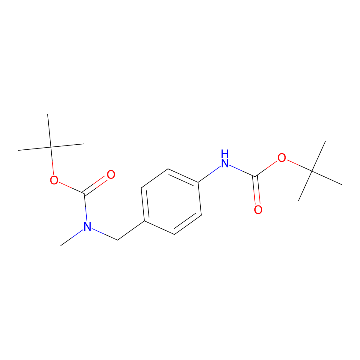 tert-butyl N-methyl-N-[[4-[(2-methylpropan-2-yl)oxycarbonylamino]phenyl]methyl]carbamate molecular structure, CAS 2386490-30-6
