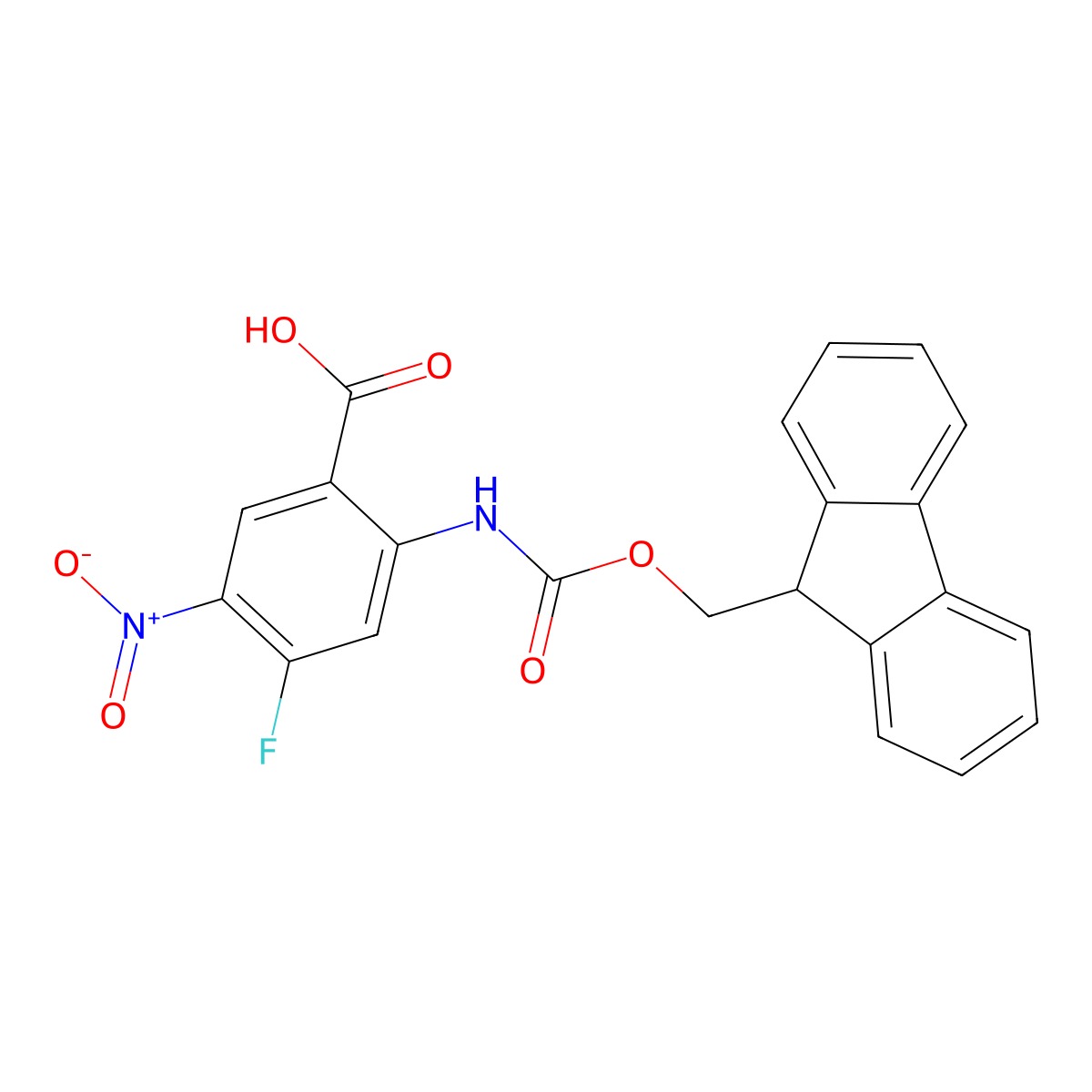 2-({[(9H-fluoren-9-yl)methoxy]carbonyl}amino)-4-fluoro-5-nitrobenzoic acid molecular structure, CAS 2386496-32-6