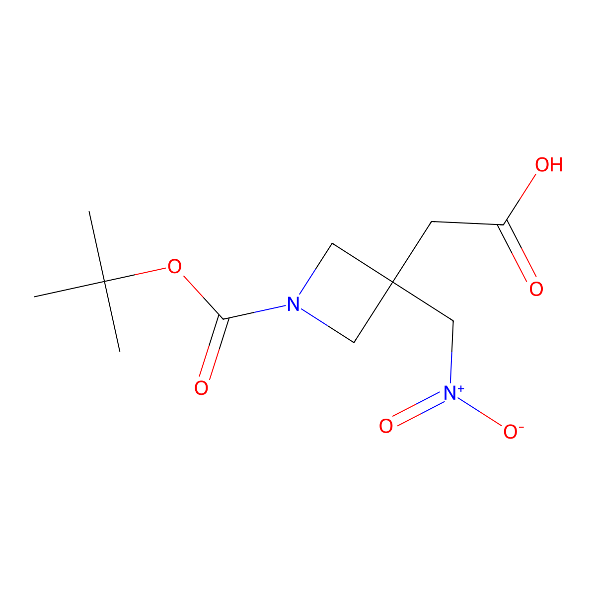 2-[1-Tert-butoxycarbonyl-3-(nitromethyl)azetidin-3-yl]acetic acid molecular structure, CAS 2386497-80-7
