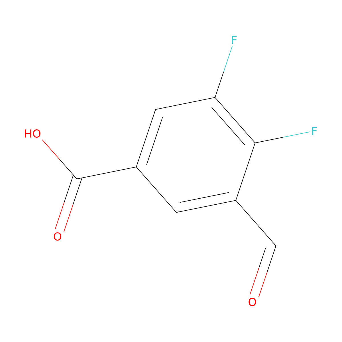 3,4-Difluoro-5-formylbenzoic acid molecular structure, CAS 2386498-20-8