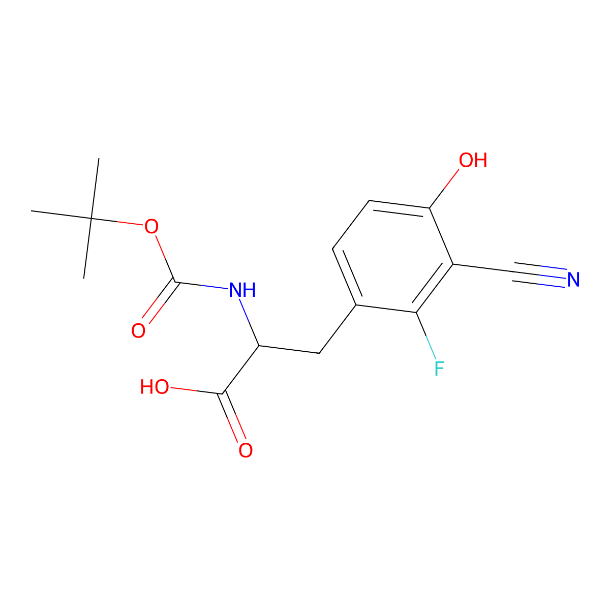 2-{[(Tert-butoxy)carbonyl]amino}-3-(3-cyano-2-fluoro-4-hydroxyphenyl)propanoic acid molecular structure, CAS 2386499-75-6
