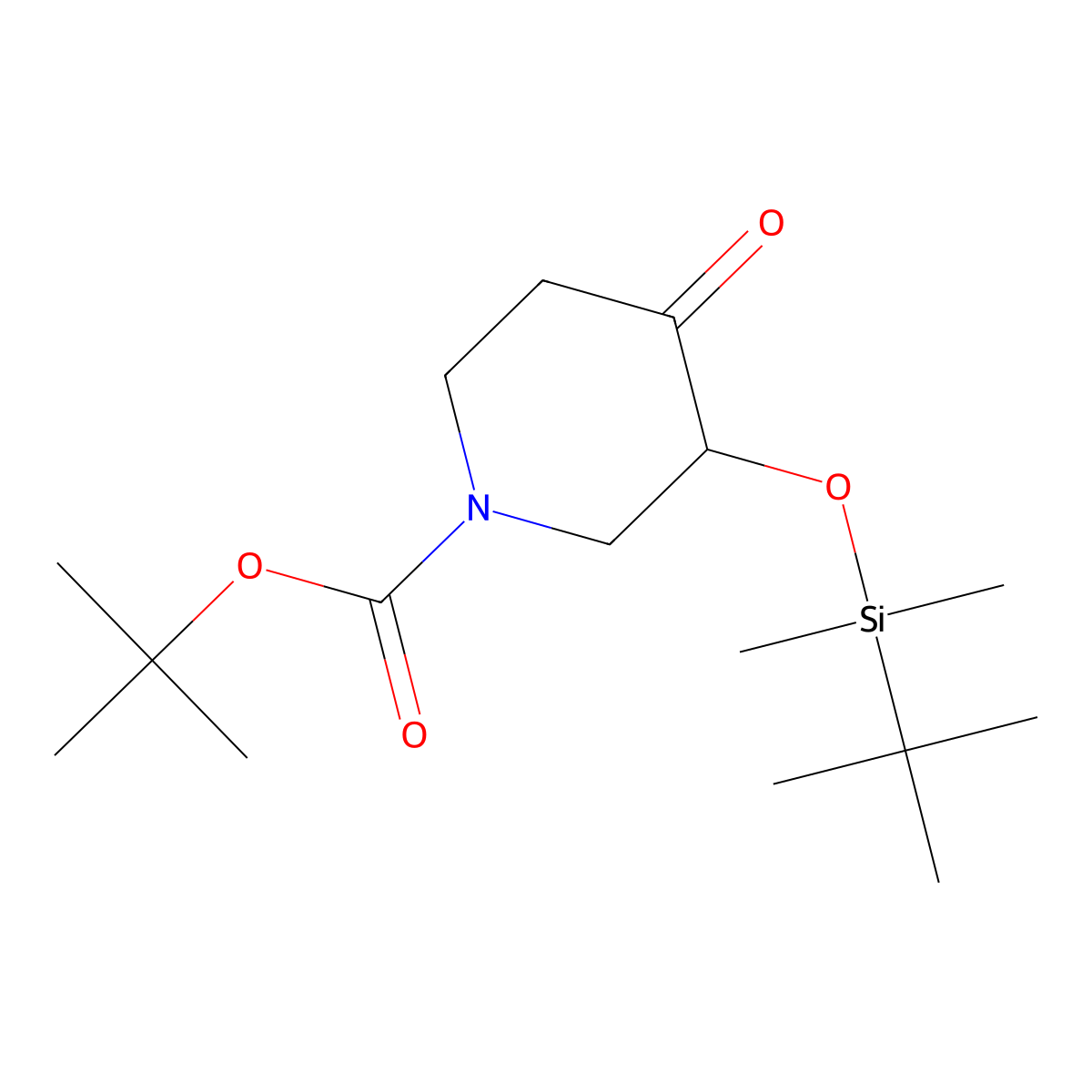 Tert-butyl 3-(tert-butyldimethylsilyloxy)-4-oxopiperidine-1-carboxylate molecular structure, CAS 2386509-89-1