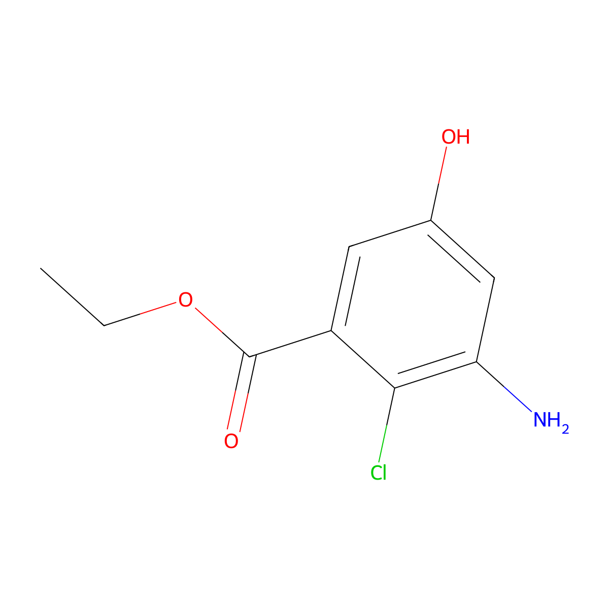 Ethyl 3-amino-2-chloro-5-hydroxybenzoate molecular structure, CAS 2386513-35-3