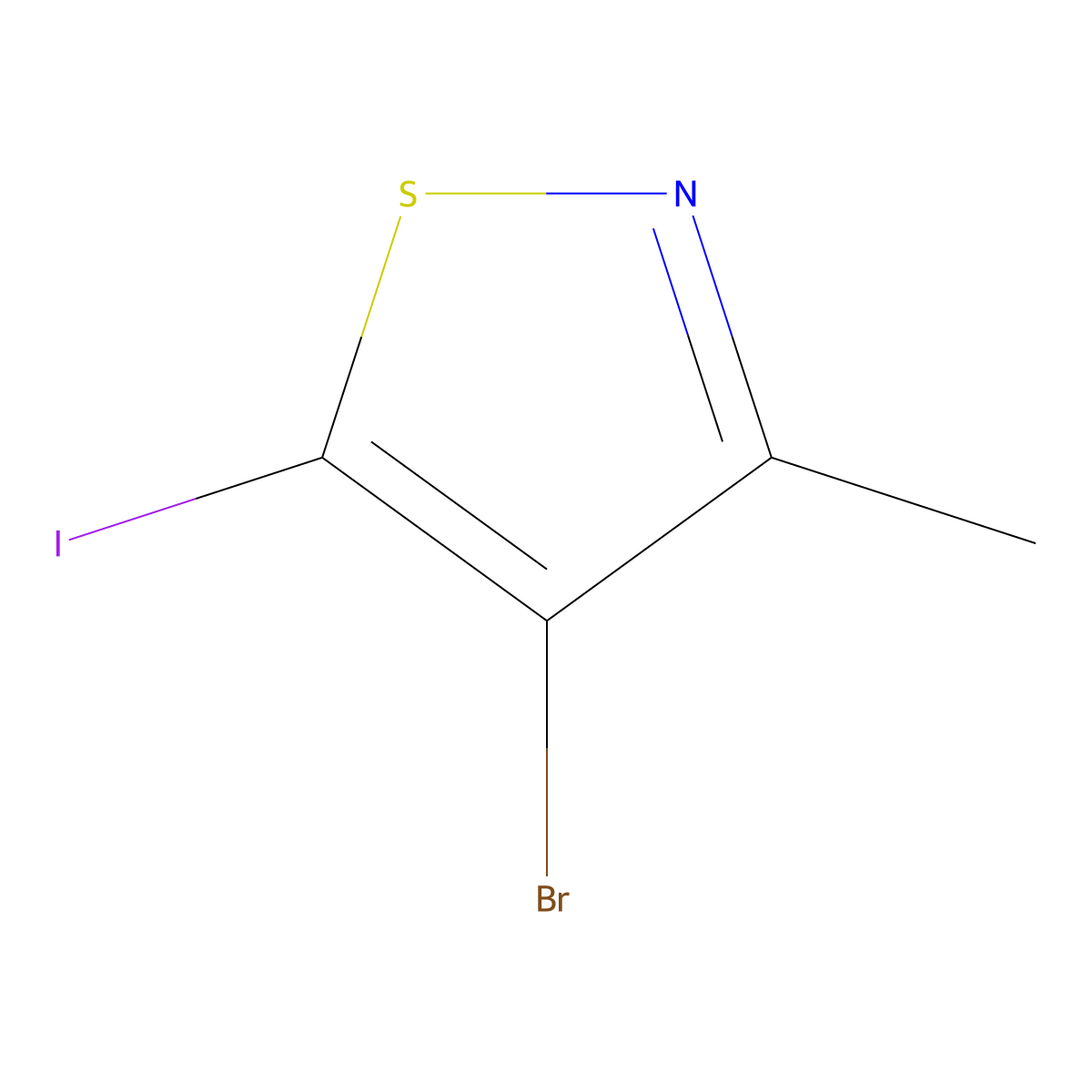 4-Bromo-5-iodo-3-methyl-1,2-thiazole molecular structure, CAS 2386514-33-4